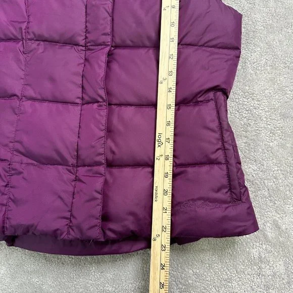 Eddie Bauer Womens Goose Down Puffer Vest Zip Snap Button Pockets Size XS Purple - Picture 6 of 12